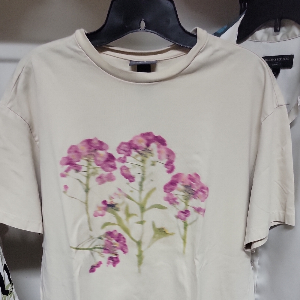 H&M Beige Relaxed Fit T-Shirt